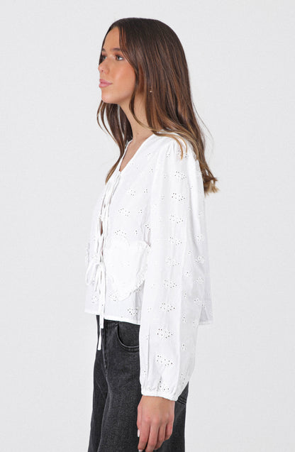 Blusa Bolsillo Corazón White