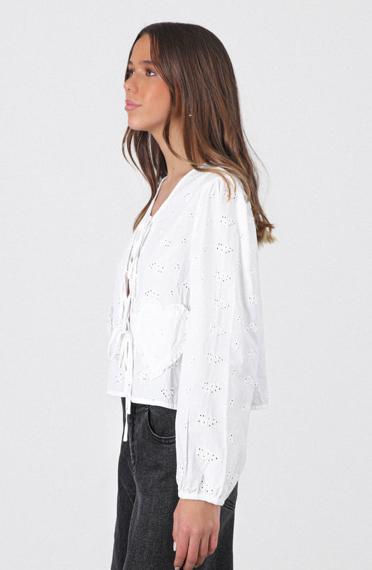 Blusa Bolsillo Corazón White