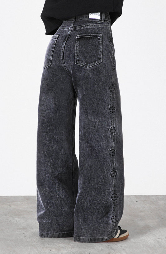 Pantalón Flor Bordada Grey