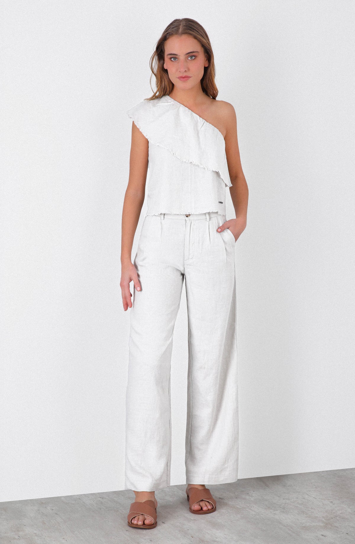 Pantalón Lino Liso White