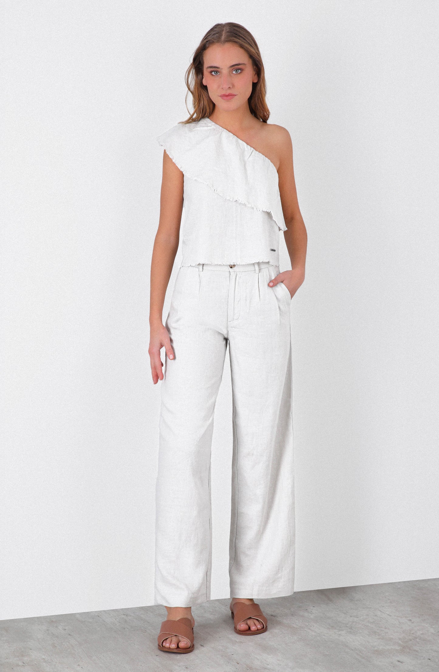 Pantalón Lino Liso White