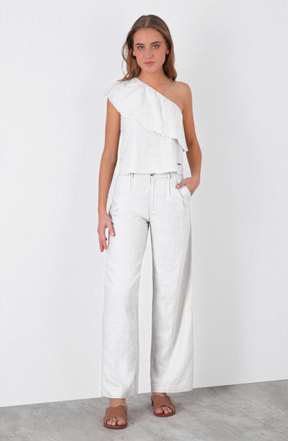 Pantalón Lino Liso White