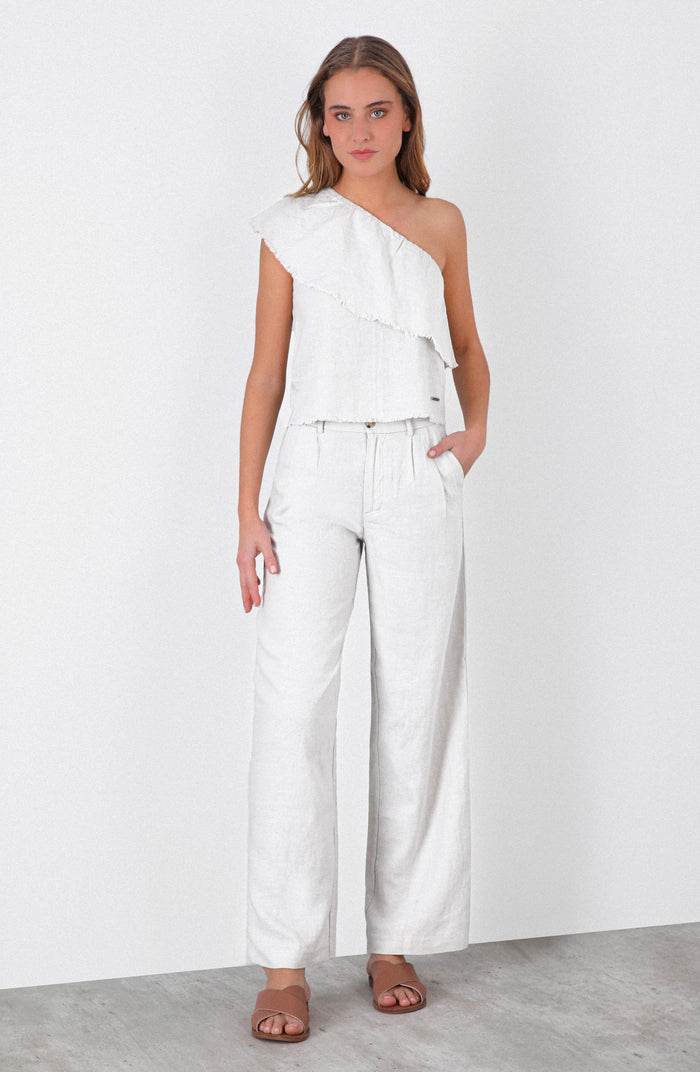 Pantalón Lino Liso White
