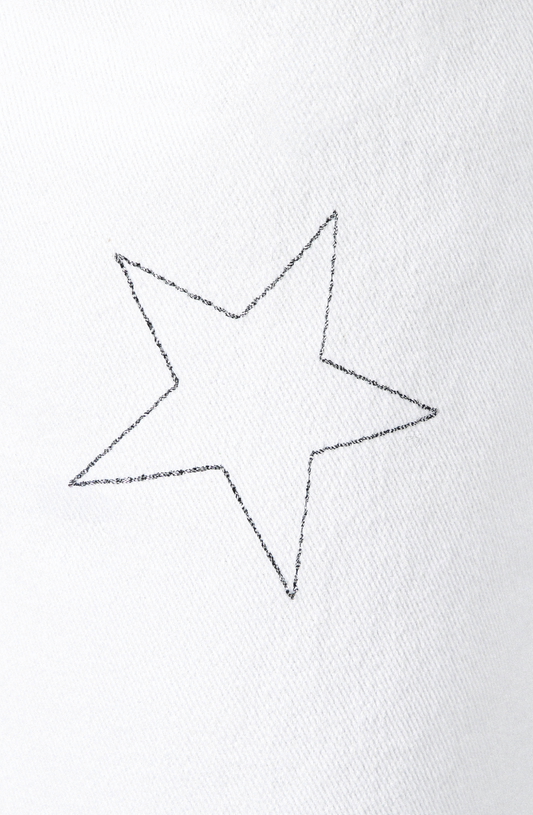 Pantalón Estrellas Bordadas White