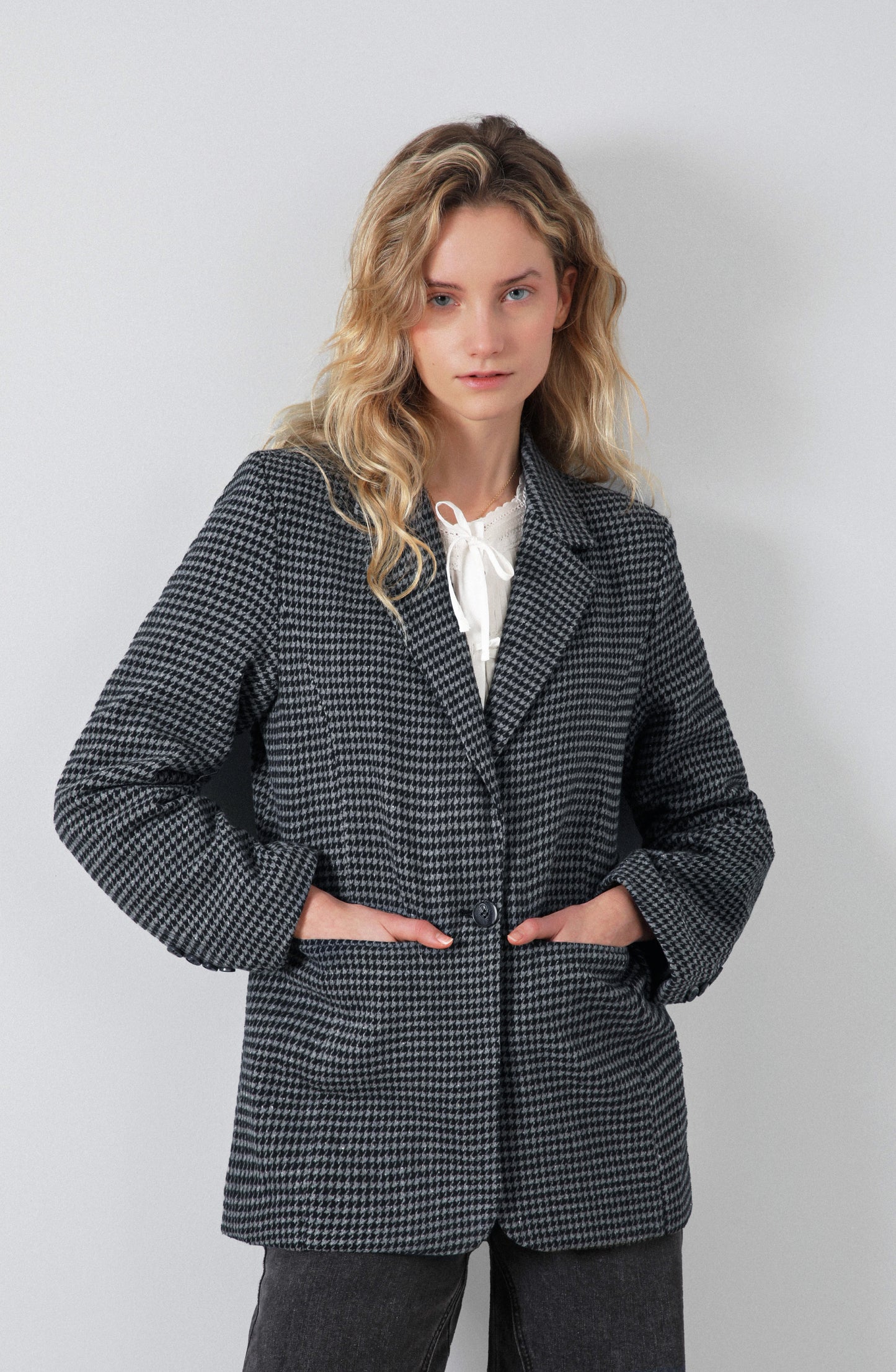 Blazer Tejido Tartan Gray