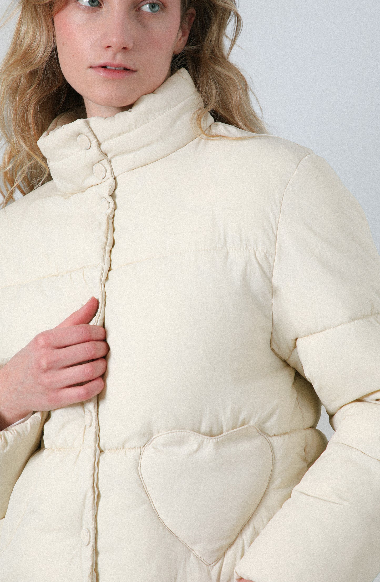 Puffa Bolsillos Corazón Ecru