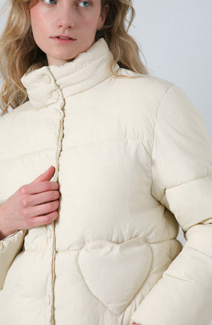 Puffa Bolsillos Corazón Ecru
