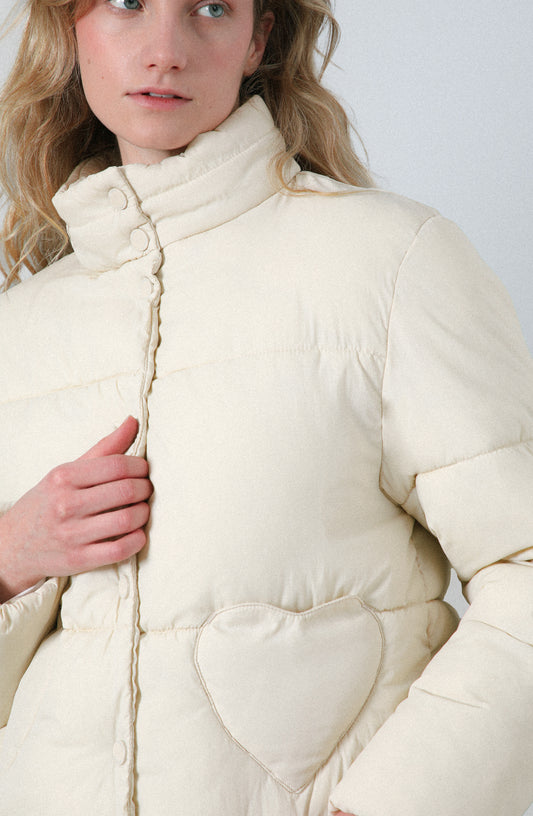 Puffa Bolsillos Corazón Ecru