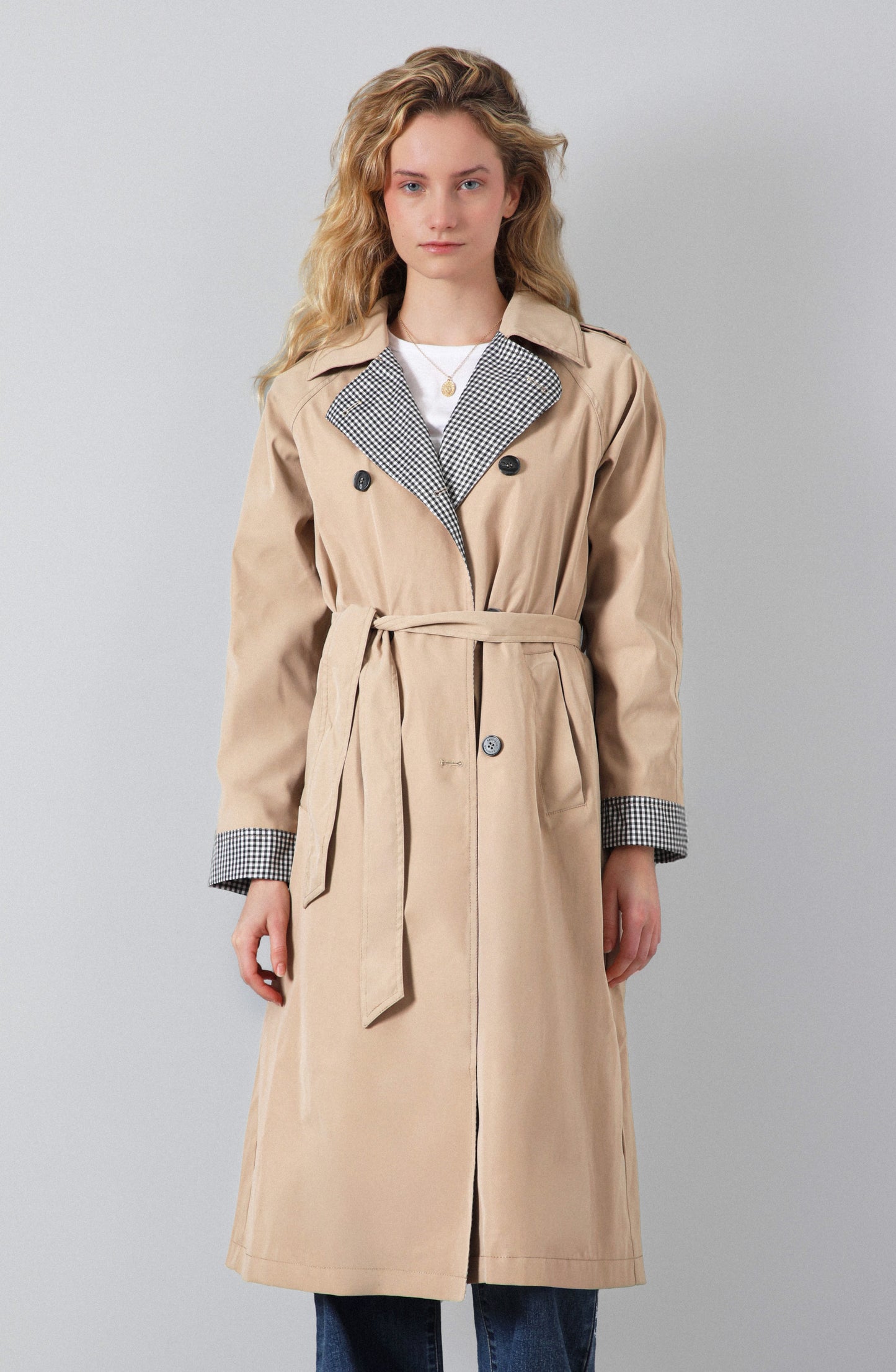 Abrigo Trench Vichy Beige