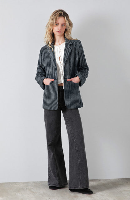Blazer Tejido Tartan Gray
