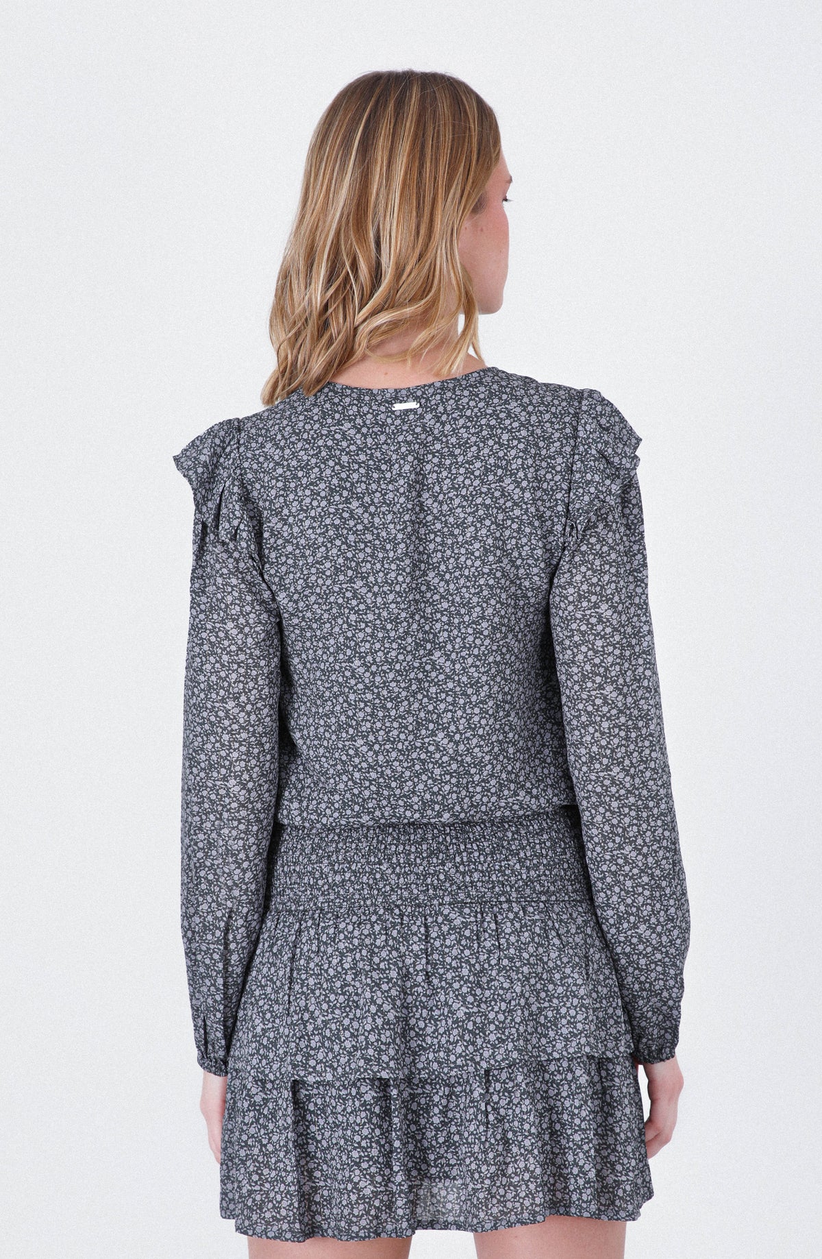 Blusa Estampada Vuelo Lurex Grey