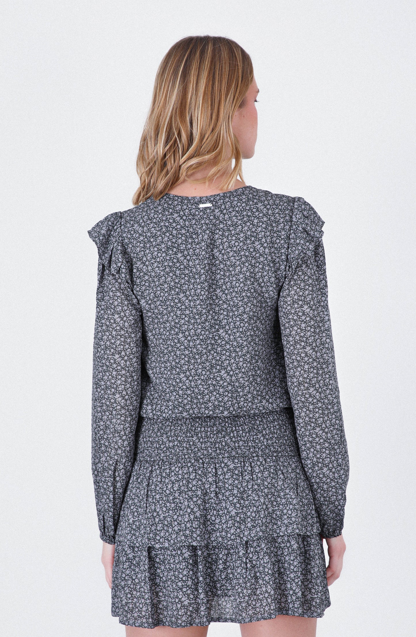 Blusa Estampada Vuelo Lurex Grey