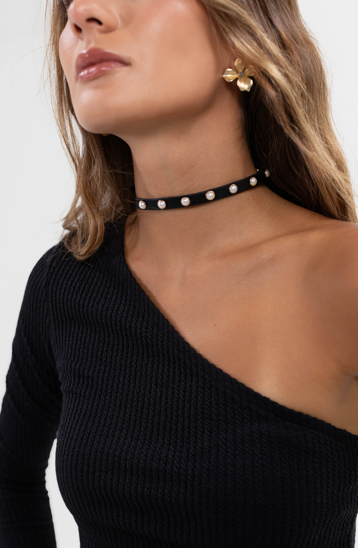 Choker Perlas Black