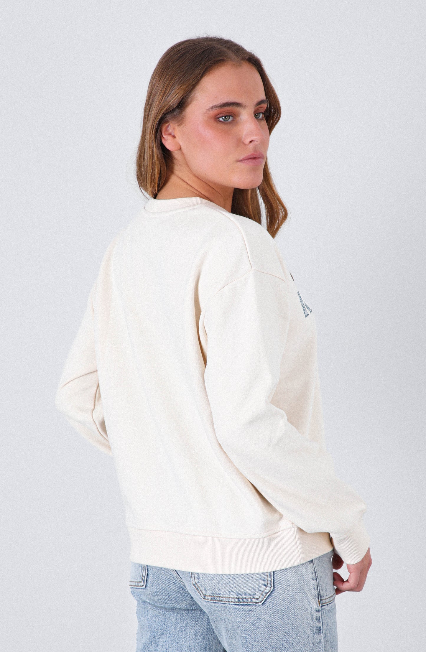 Polerón Crew Neck Logo Parche Bone