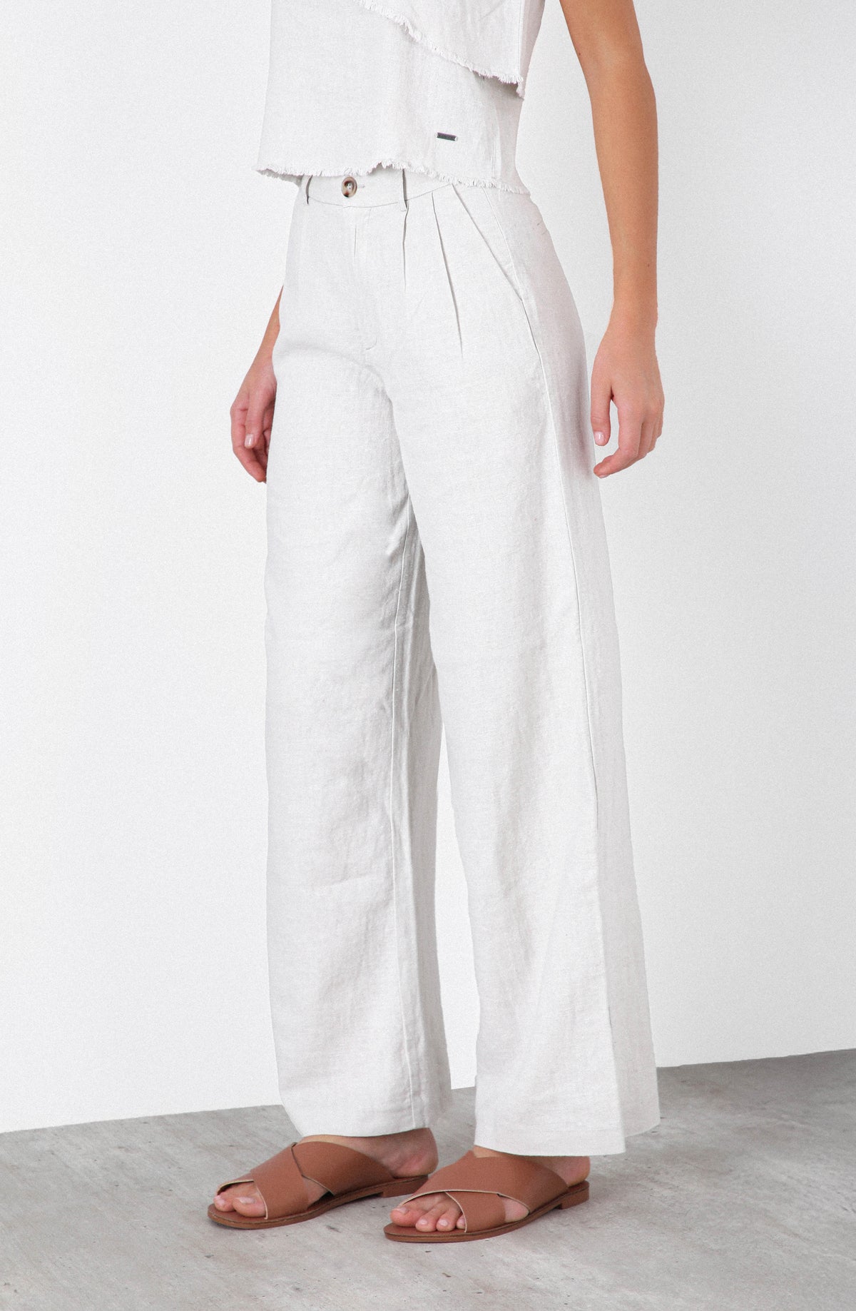 Pantalón Lino Liso White