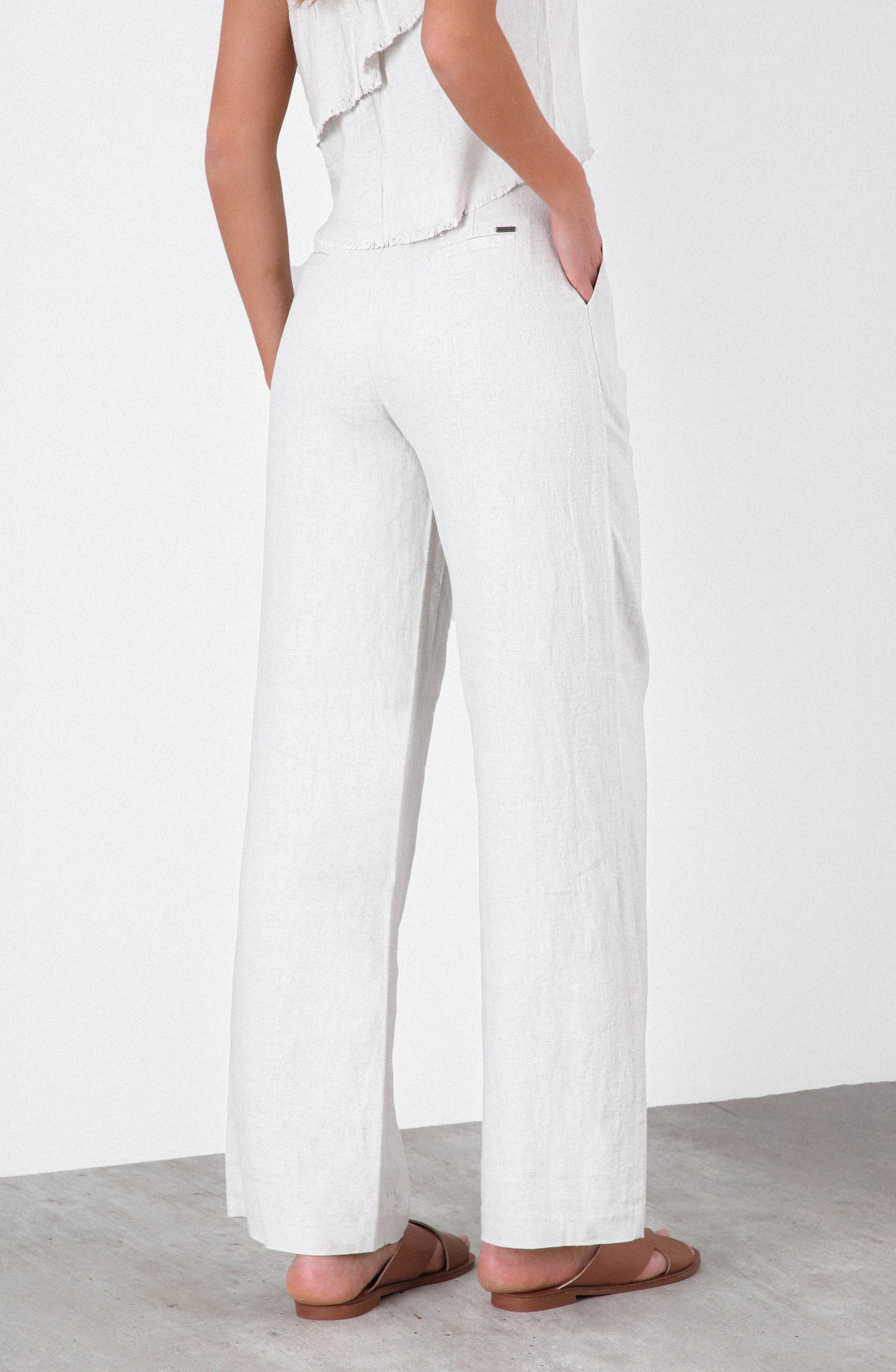 Pantalón Lino Liso White