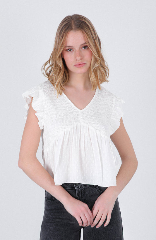 Blusa Manga Corta Lurex White