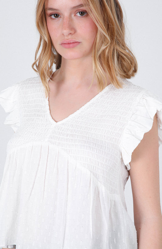 Blusa Manga Corta Lurex White