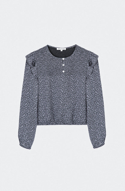 Blusa Estampada Vuelo Lurex Grey