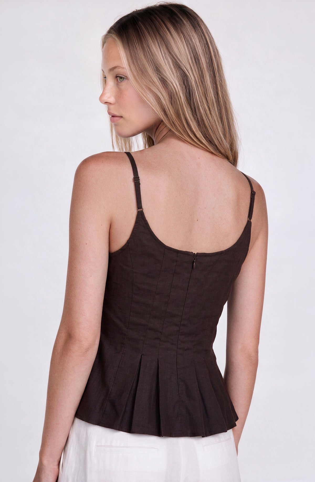 Top Ajustado Plisado Brown