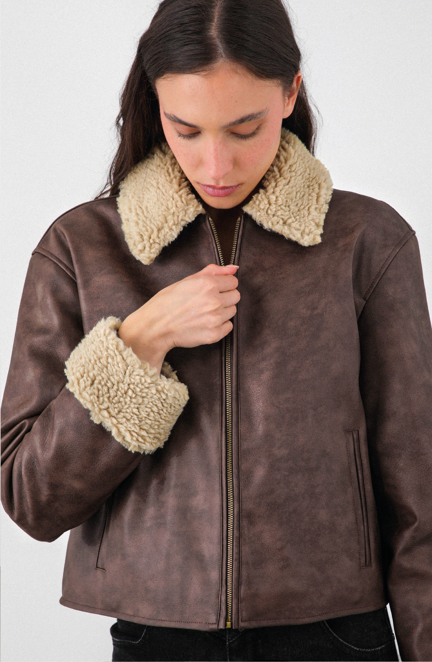 Chaqueta Pu Cuello Chiporro Brown