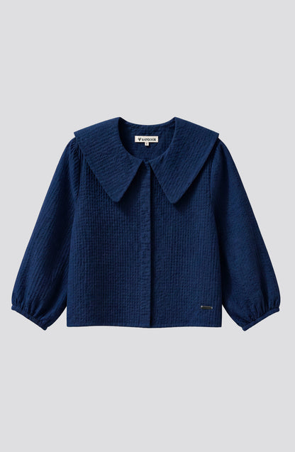 Blusa Cuello Bobo Vichy Blue