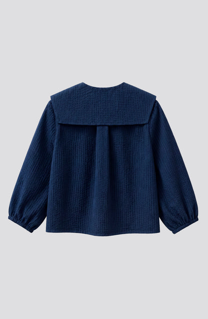 Blusa Cuello Bobo Vichy Blue