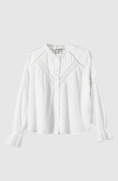 Blusa Pliegues Broderie White