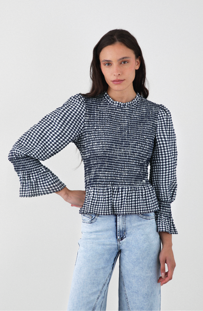Blusa Panal Vichy Blue