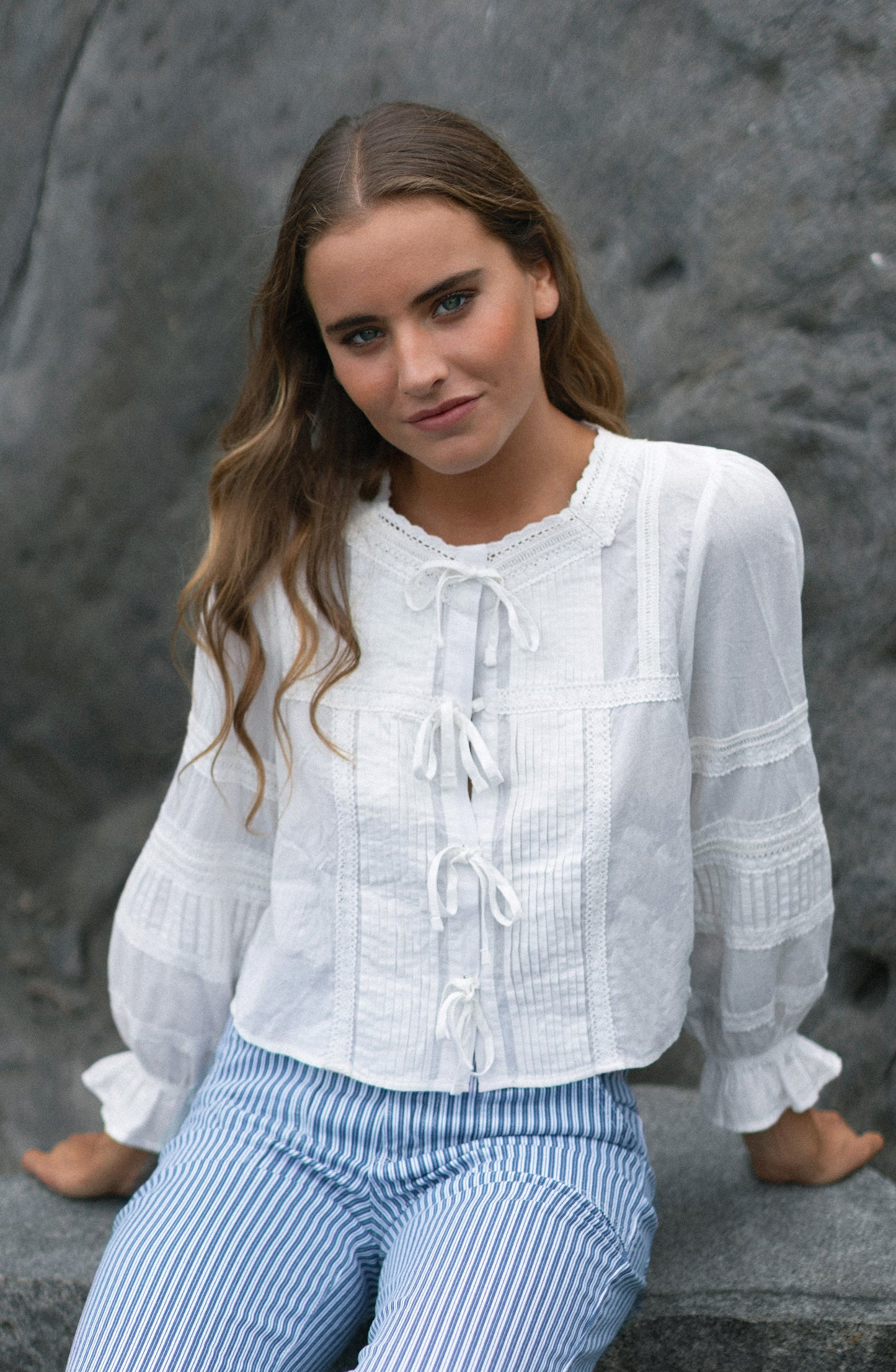 Blusa Cinta Pliegues White