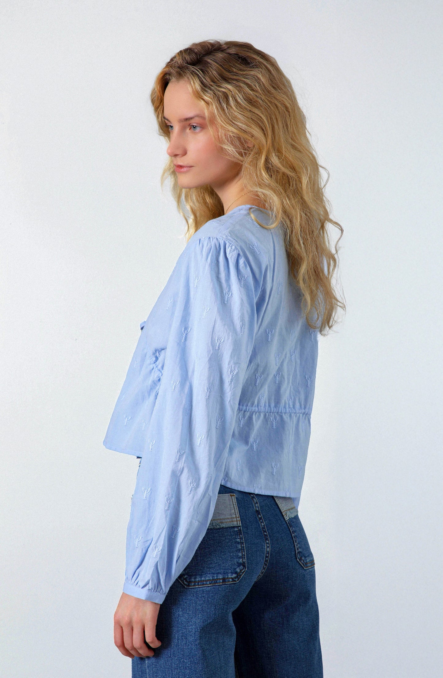 Blusa Bordado Langosta Blue