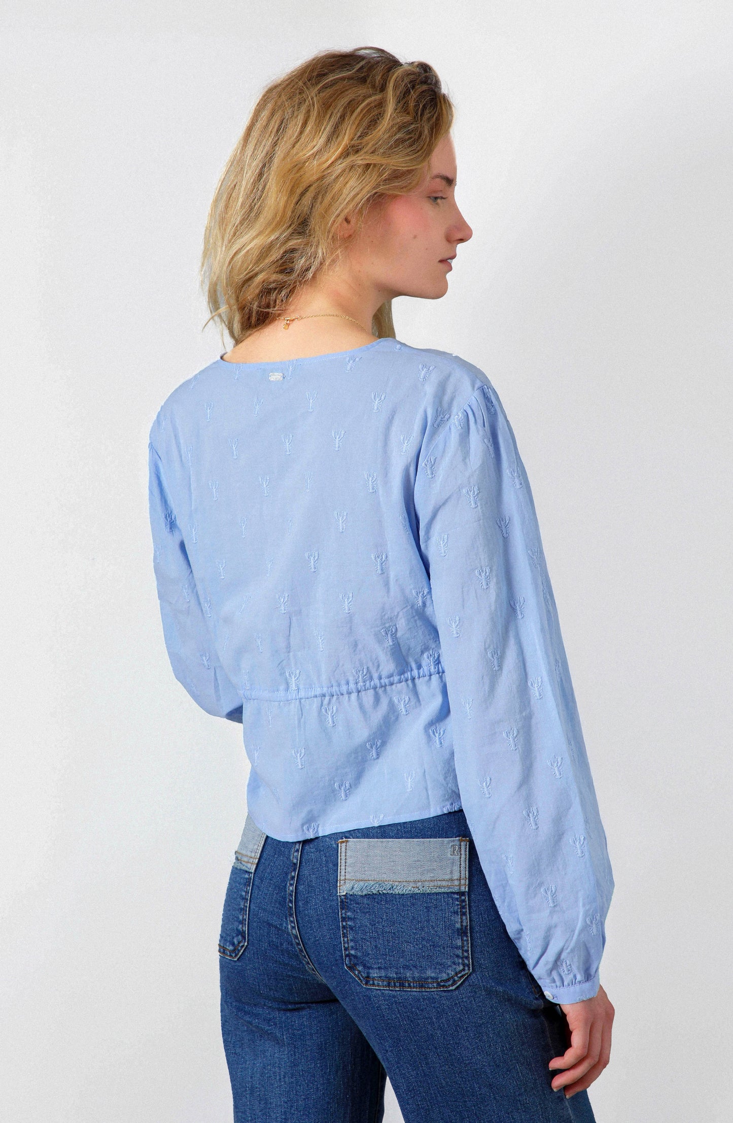 Blusa Bordado Langosta Blue