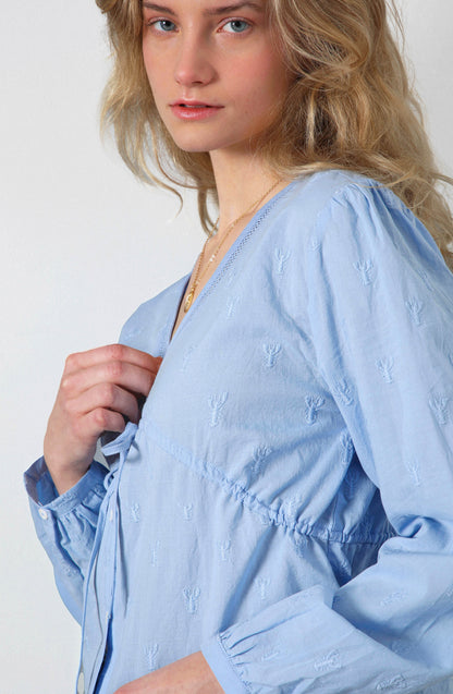 Blusa Bordado Langosta Blue