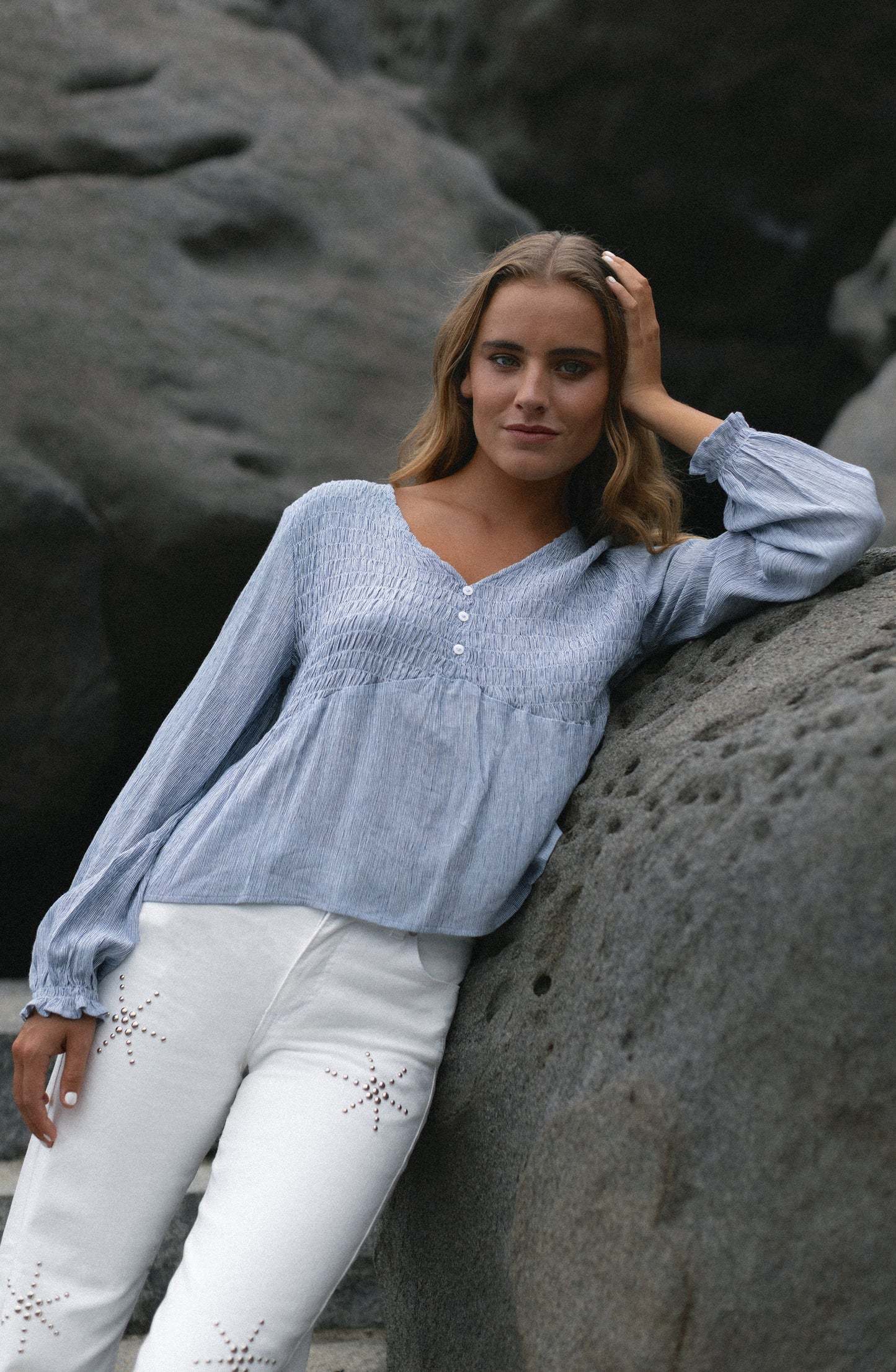 Blusa Panal Líneas Blue