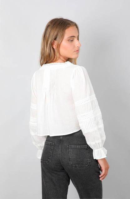 Blusa Cinta Pliegues White