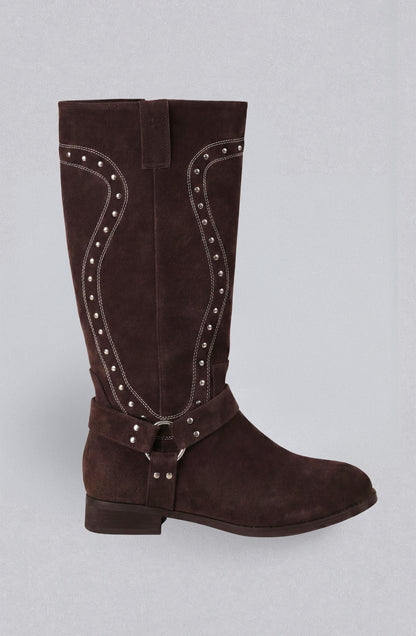 Bota Alta Tachas Brown