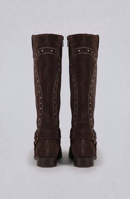 Bota Alta Tachas Brown