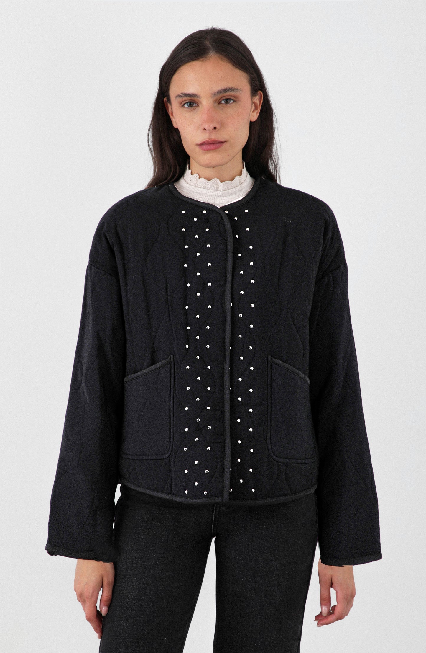 Chaqueta Acolchada Tachas Black