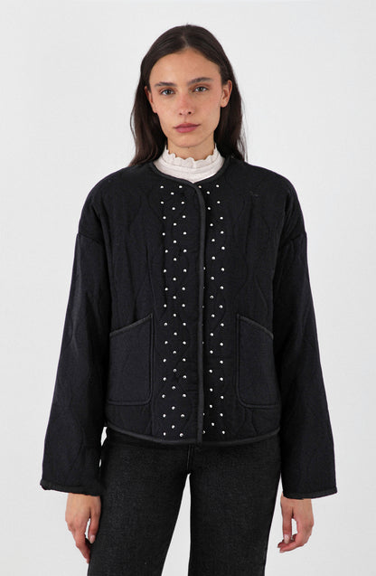 Chaqueta Acolchada Tachas Black