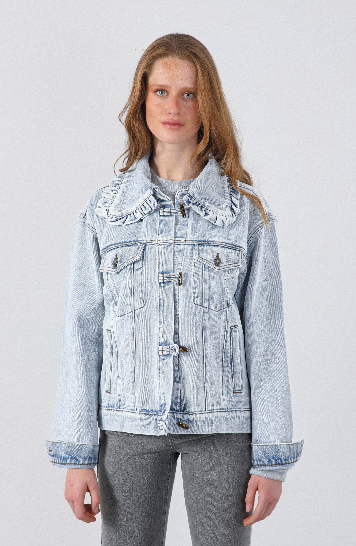 Chaqueta Denim Cuello Vuelos Blue