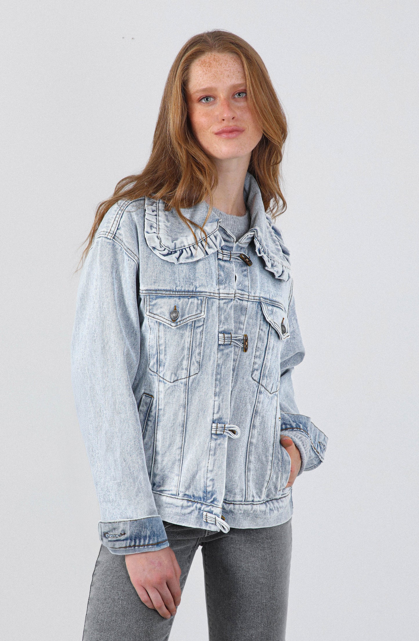 Chaqueta Denim Cuello Vuelos Blue
