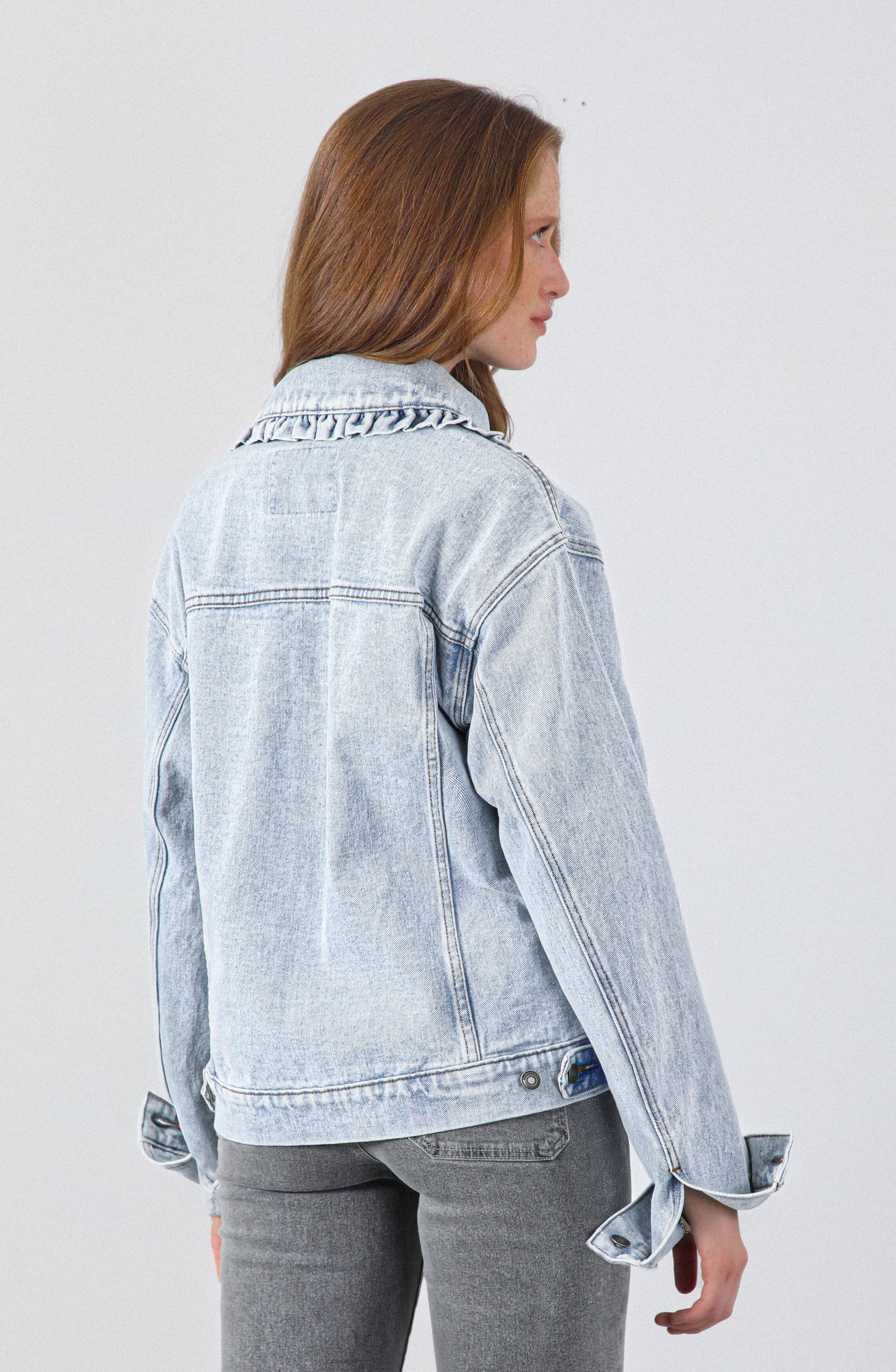 Chaqueta Denim Cuello Vuelos Blue