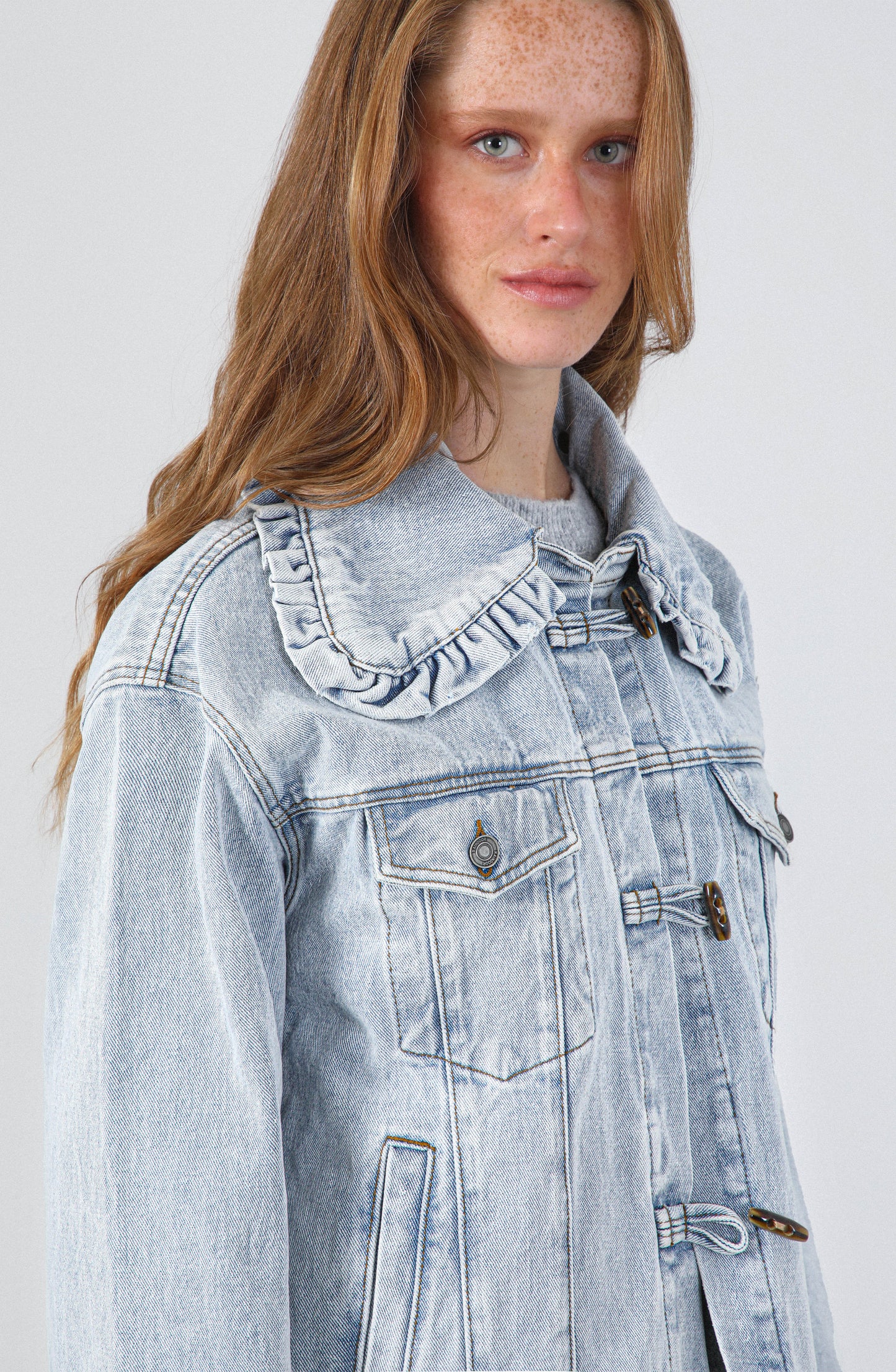 Chaqueta Denim Cuello Vuelos Blue