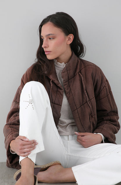 Chaqueta Acolchada Cintas Brown