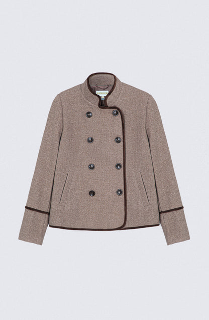 Chaqueta Cruzada Cuello Mao Beige