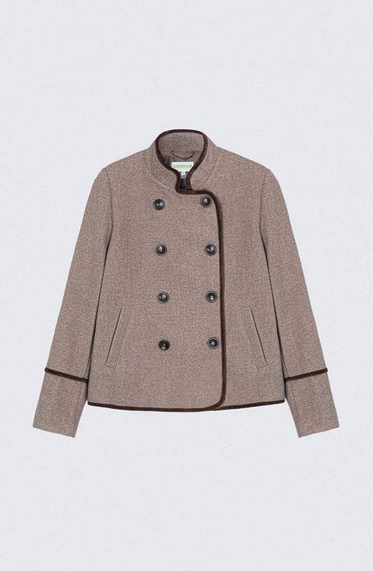 Chaqueta Cruzada Cuello Mao Beige