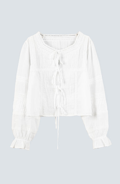 Blusa Cinta Pliegues White