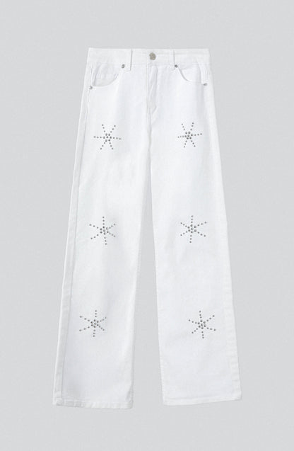Pantalón Dibujo Flores White