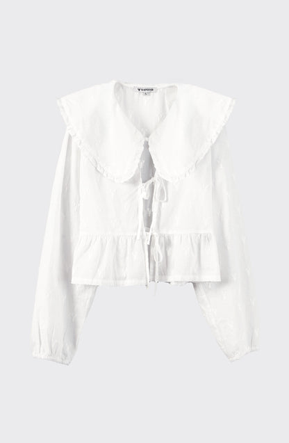 Blusa Cuello Bebé Estampada White