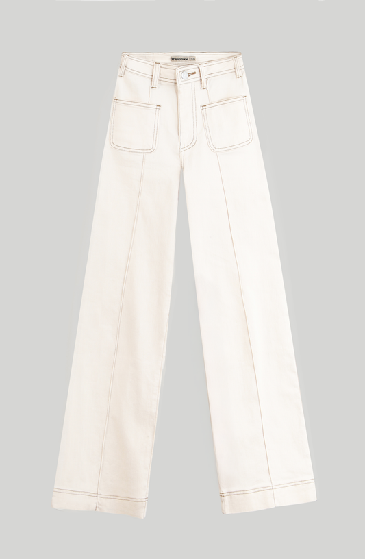 Pants Wide Leg Pocket Ecru